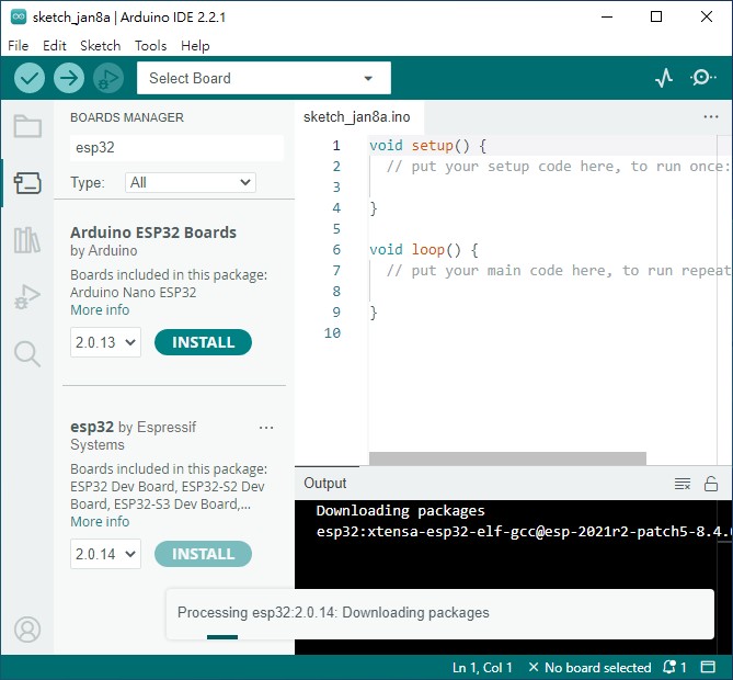 Arduino IDE 安裝 ESP32 開發板套件
