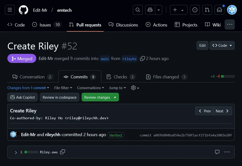 建立並合併 Pull Request
