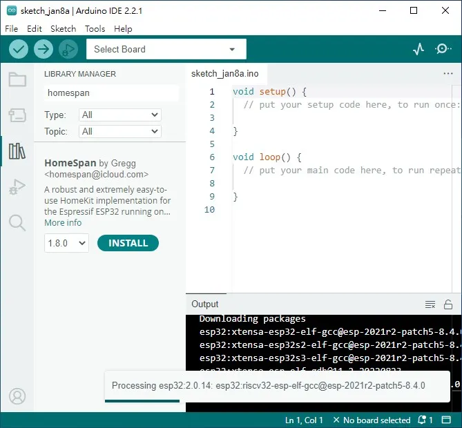 Arduino IDE 安裝 HomeSpan 函式庫