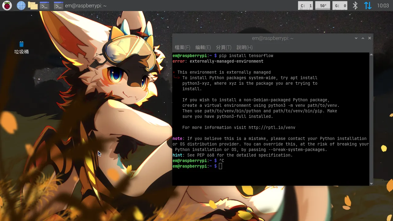 pip install tensorflow 安裝失敗畫面