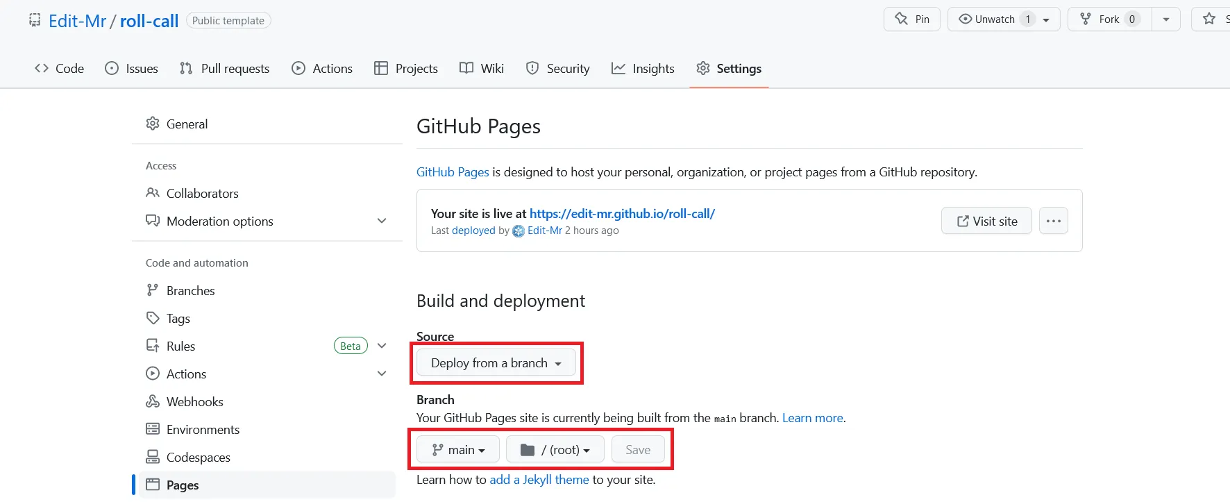 Github Pages設定