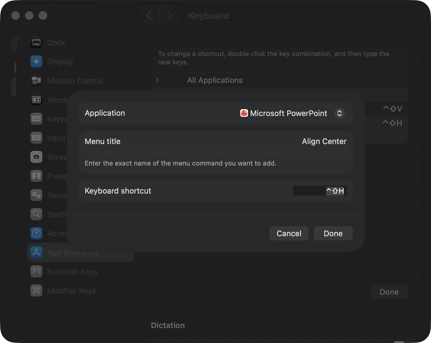 設定 Powerpoint 應用程式快捷鍵