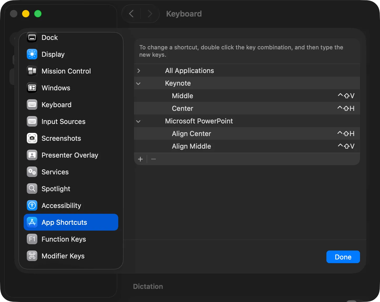 快捷鍵設定完成