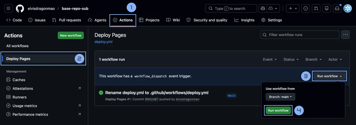 手動觸發 Actions