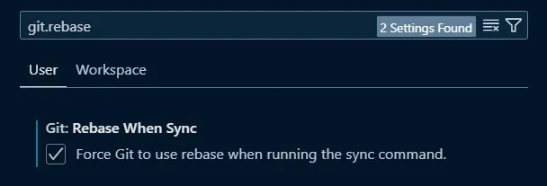 VSCode Git Pull Rebase
