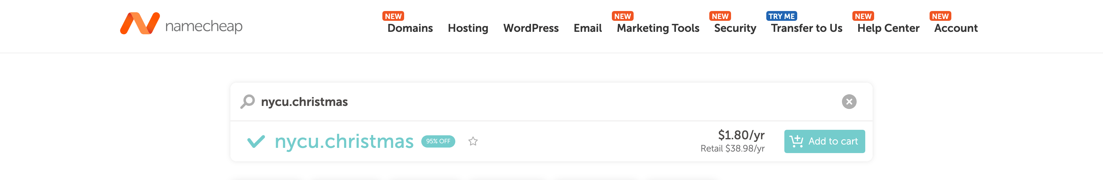 你現在就可以去買個 nycu.christmas！