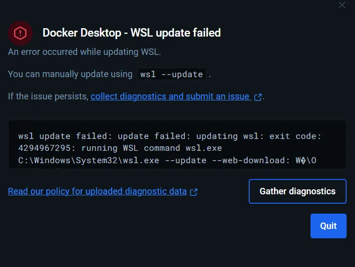 Docker WSL 更新失敗